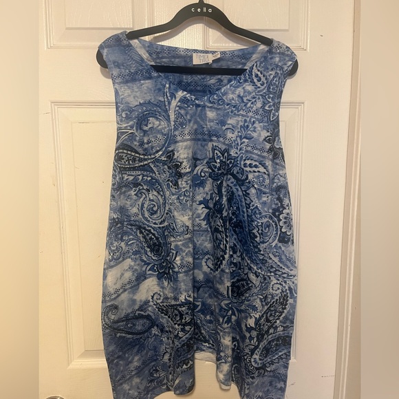 Time and Tru Tops - Time and Tru Blue Patterned Dress